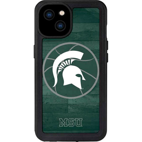 Michigan State University Basketball Courtside iPhone 15 Plus Waterproof Case